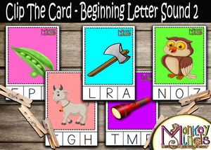 CLIP THE CARD - BEGINNING LETTER SOUND - 2 - Monkey Minds