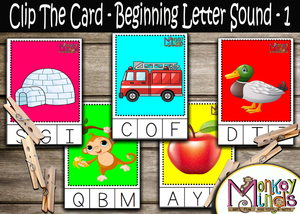 CLIP THE CARD - BEGINNING LETTER SOUND - 1 - Monkey Minds