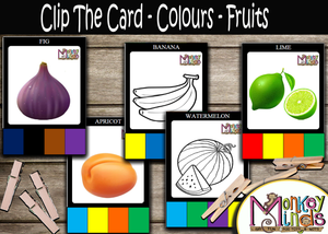 CLIP THE CARD - COLOURS  - FRUITS - Monkey Minds