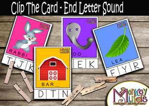 CLIP THE CARD - END LETTER  SOUNDS - Monkey Minds