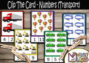 CLIP THE CARD - NUMBERS (TRANSPORT) - Monkey Minds