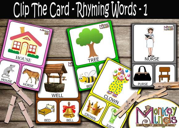 CLIP THE CARD - RHYMING WORDS - 1 - Monkey Minds