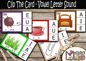 CLIP THE CARD - VOWEL LETTER SOUND - Monkey Minds