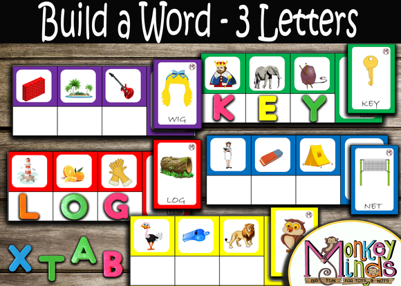 LANGUAGE - BUILD A WORD - 3 LETTERS - Monkey Minds